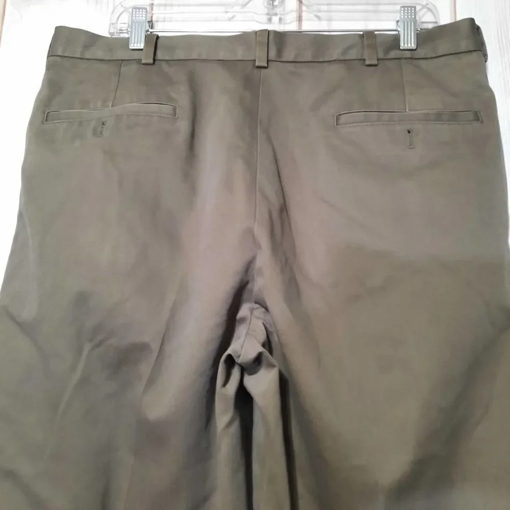 Brooks Brothers Advantage Chino Elliot Pleated Pants Men 36x30 Olive‎ Brown